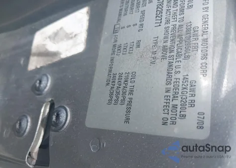 2008 Chevrolet Trailblazer Fleet из США, поврежденный, VIN 1GNDS13S782252771